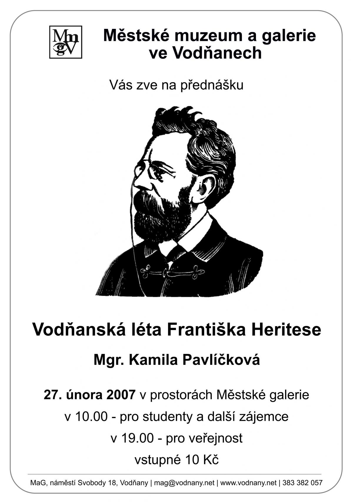 Plakát - Vodňanská léta Františka Heritese