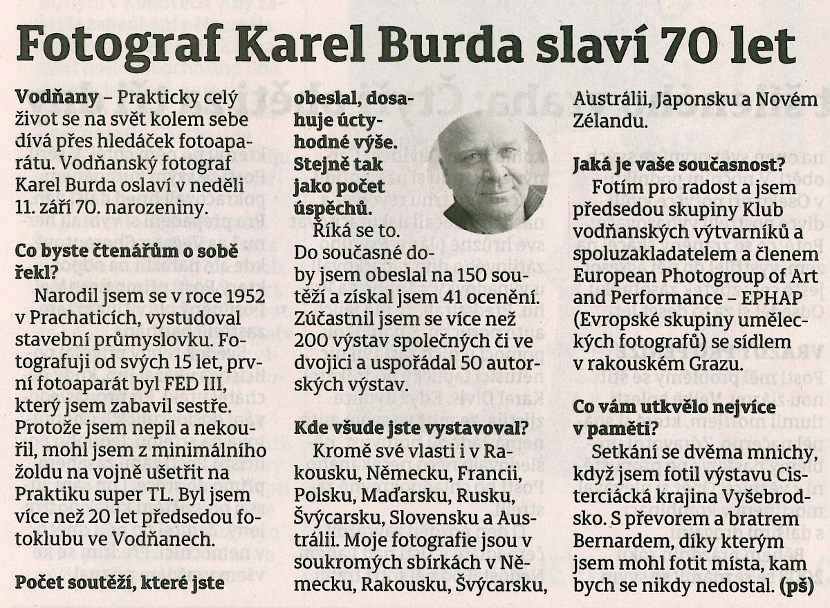 Obrázek - Denik.cz - Fotograf Karel Burda slaví 70 let