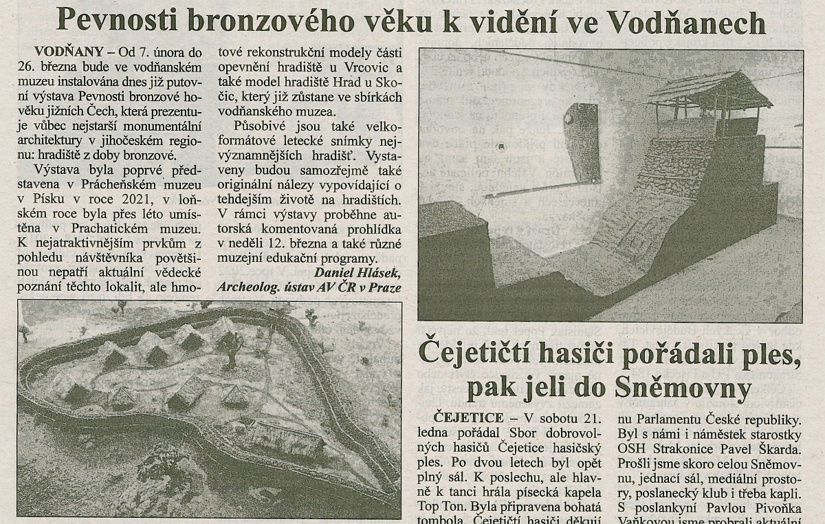 Obrázek - Týdeník Strakonicko- Pevnosti bronzového věku k vidění ve Vodňanech