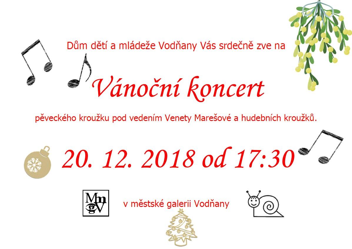Plakát - Vánoční koncert pěveckého kroužku DDM Vodňany