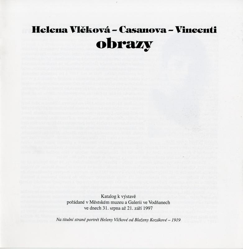 Obálka Helena Vlčková-Casanova-Vincenti