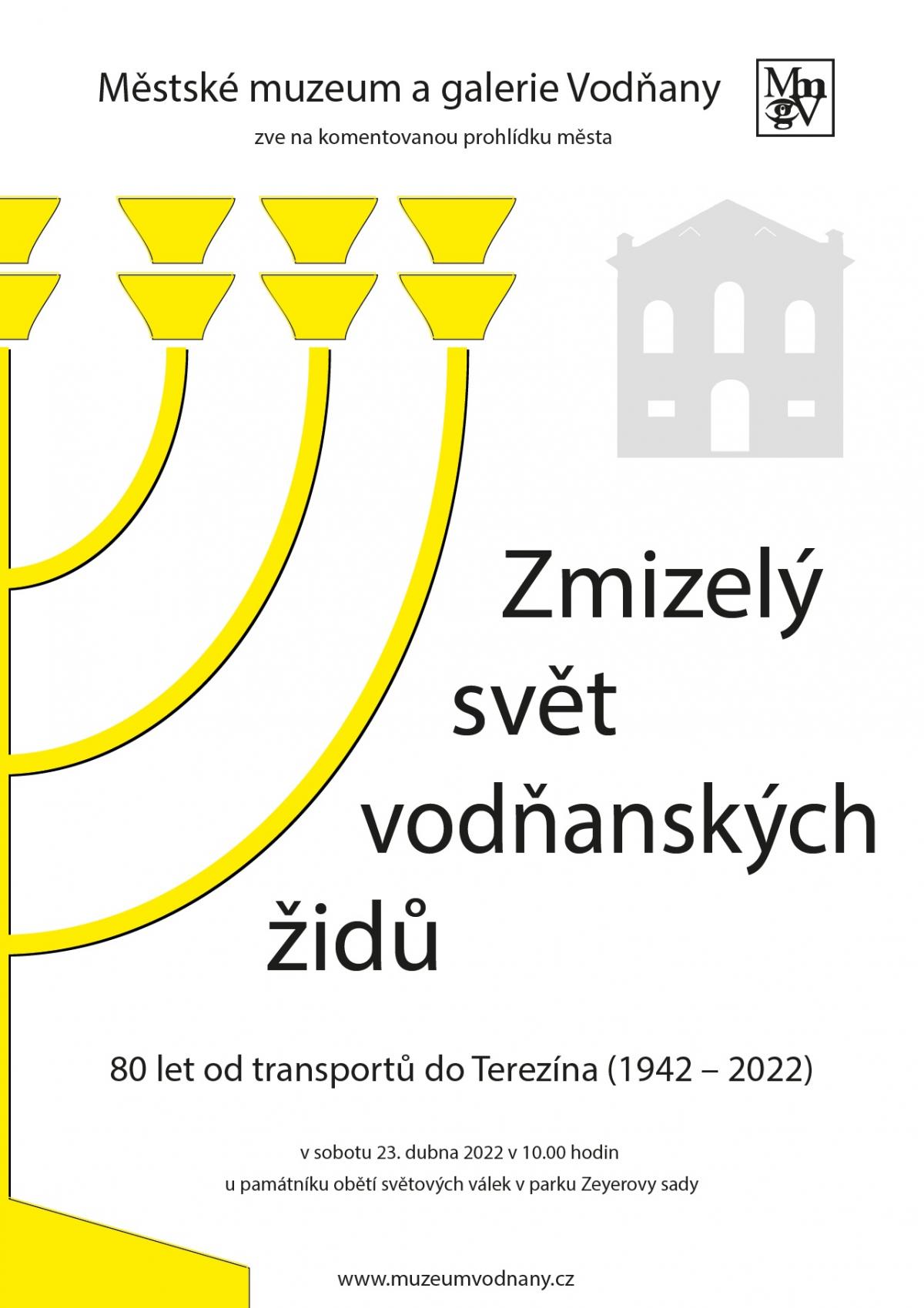 Plakát - Zmizelý svět vodňanských Židů - 80 let od transportů do Terezína (1942 – 2022)