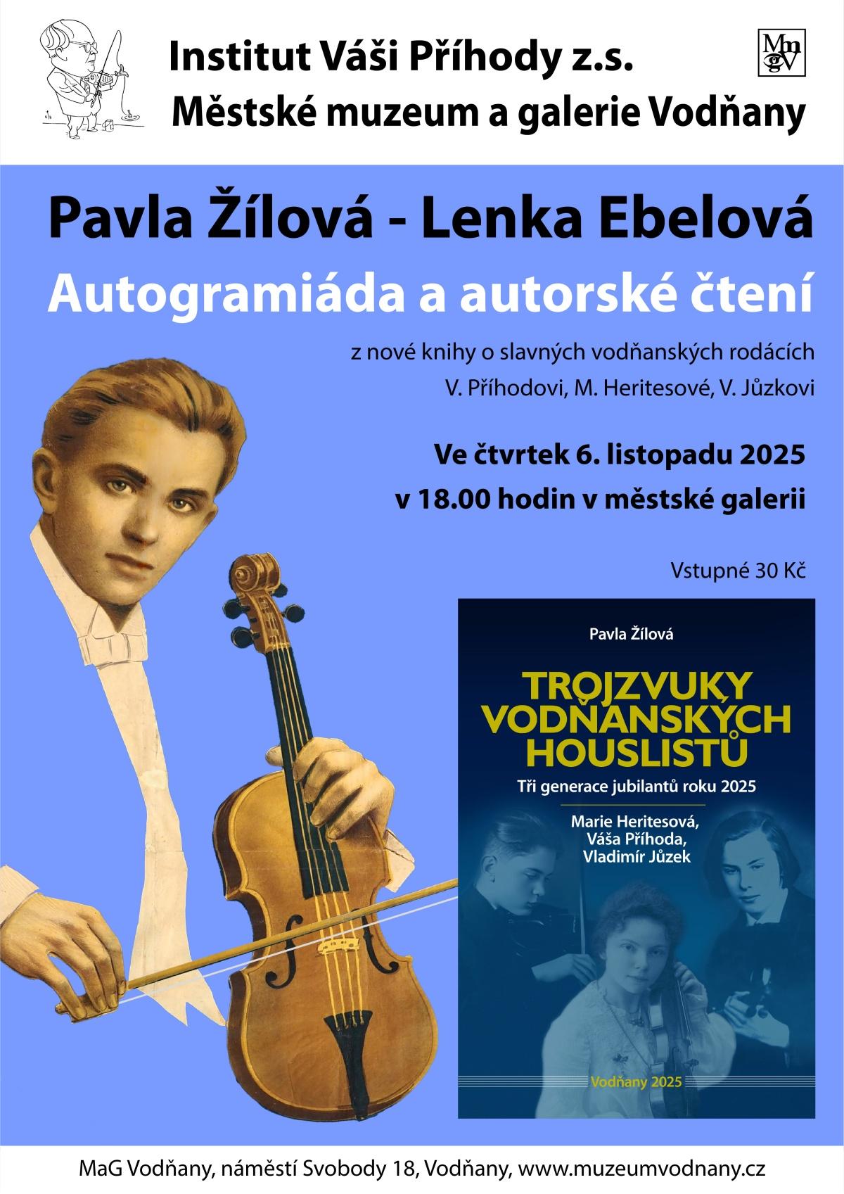 Plakát - Trojzvuky vodňanských houslistů - autorské čtení