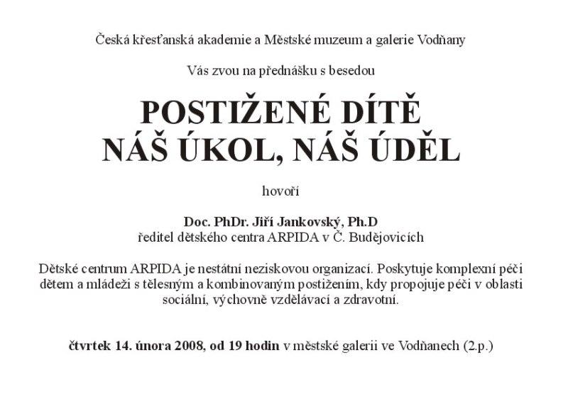 Plakát - Postižené dítě – náš úkol, náš úděl