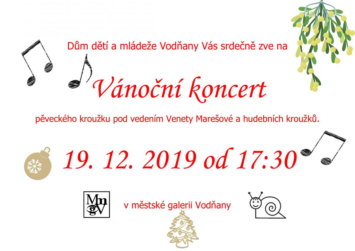 Plakát - Vánoční koncert pěveckého kroužku a hudebních kroužků DDM Vodňany